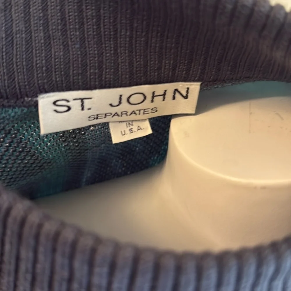 St John Sweater Knit Small Teal Green Lavender Vintage